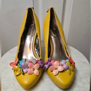 Poetic Licence Yellow Floral Heels Size 9
